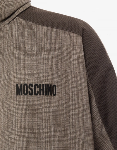 Shop Moschino Patchwork Nylon Wool Windbreaker In Gun Grey