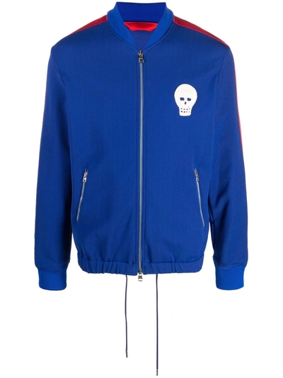 Shop Alexander Mcqueen Skull Patch Sports Jacket In Blau