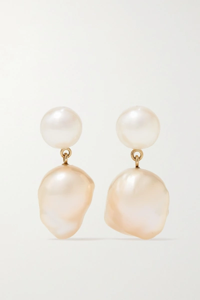 Shop Sophie Bille Brahe Venus Rose 14-karat Gold Pearl Earrings