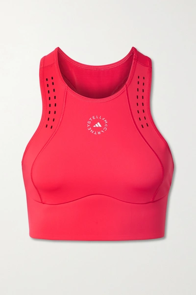 Shop Adidas By Stella Mccartney Truepurpose Cutout Perforated Recycled Stretch Sports Bra In Pink