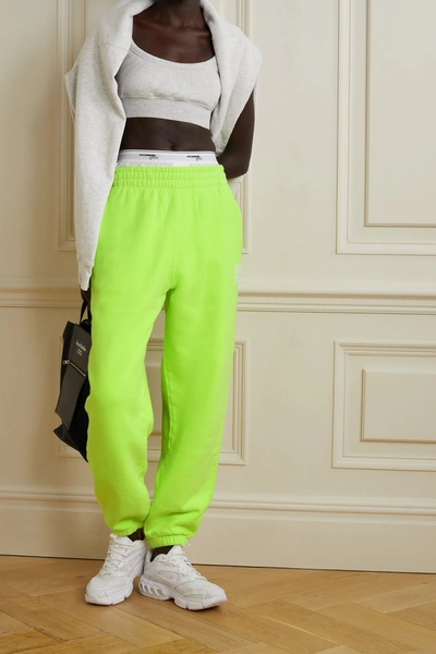 Alexander Wang T Structured Terry Puff Paint Sweatpants In Neon Celandine ModeSens