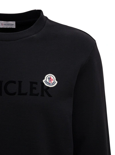 Shop Moncler Black Cotton Sweatshirt With Logo Patch