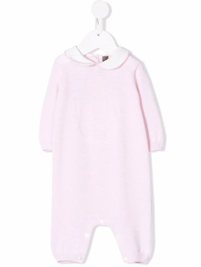Shop Little Bear Two-tone Wool Romper In Pink