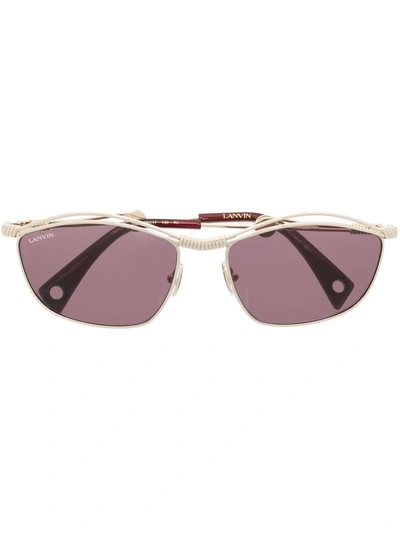 Shop Lanvin Square Tinted Sunglasses In Gold