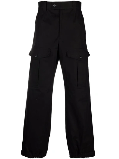 Shop Alexander Mcqueen Flap-pocket Cotton Trousers In Black