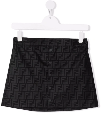 Shop Fendi Teen Ff-print Pull-on Skirt In Black