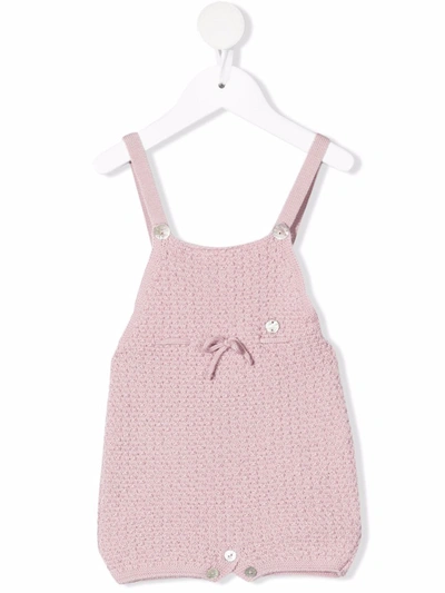 Shop Paz Rodriguez Bow-detailed Wool Dungarees In Pink