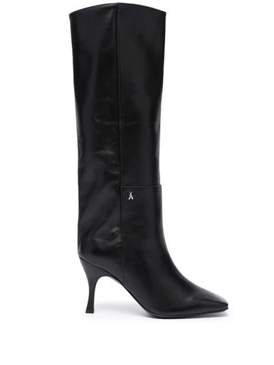 Shop Patrizia Pepe Square-toe Leather Boots In Black