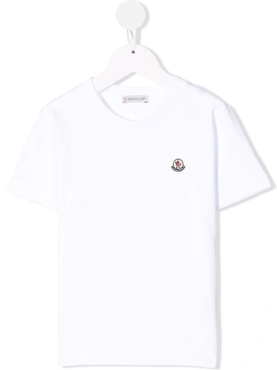 Shop Moncler Felt Logo-patch T-shirt In White