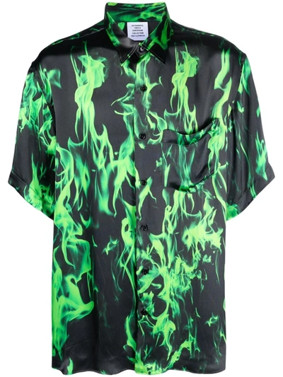 Shop Vetements Smoke-print Short-sleeve Shirt In Green