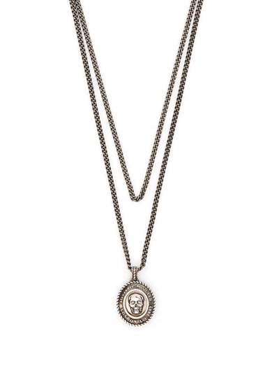 Shop Alexander Mcqueen Double Layer Chain Necklace In Silver