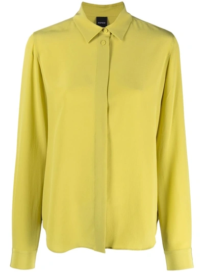 Shop Aspesi Long-sleeve Silk Shirt In Yellow