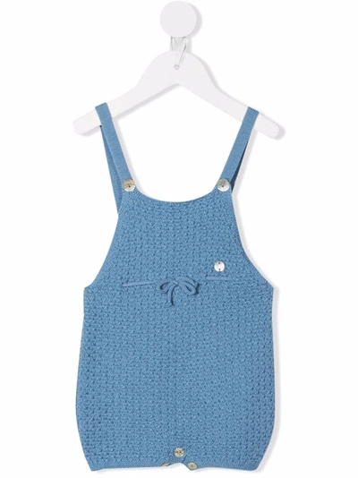 Shop Paz Rodriguez Bow-detailed Crochet Romper In Blue