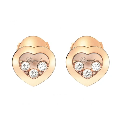 Shop Chopard 18k Rose Gold Happy Curves Heart Diamond Earrings In Gold Tone,pink,rose Gold Tone