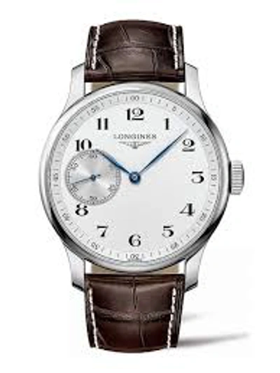 Shop Longines Master Automatic Silver Dial Mens Watch L28414185 In Blue / Brown / Silver