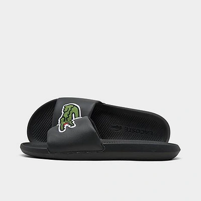 Shop Lacoste Men's Croco 319 Slide Sandals In Black/green