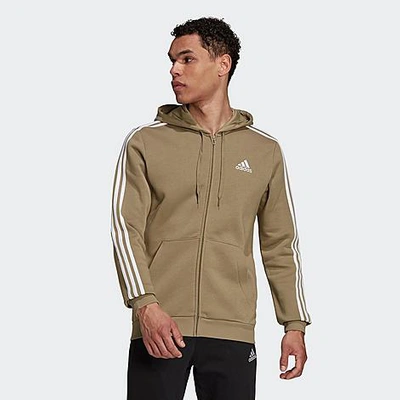 Adidas Originals Adidas Men's Essentials Fleece 3-stripes Full Zip Hoodie  In Green | ModeSens