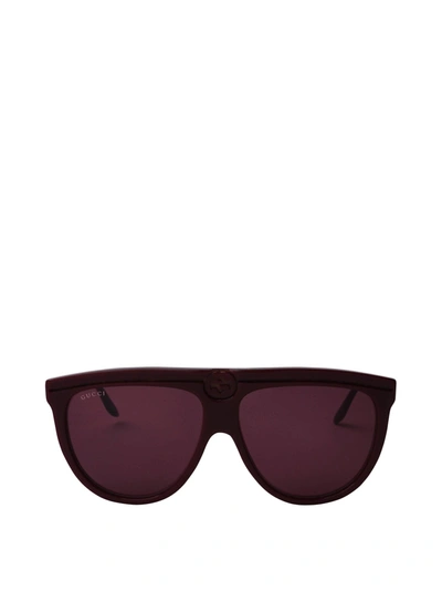 Shop Gucci Gg0732s Burgundy Sunglasses