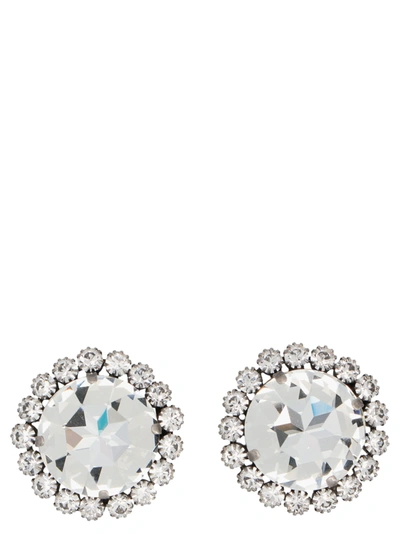 Shop Alessandra Rich Crystal Round Earrings In Silver