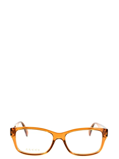 Shop Gucci Gg0716o Transparent Amber Glasses