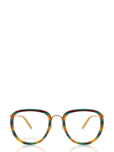 Shop Gucci Gg0675o Green Orange Havana Glasses