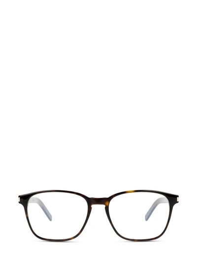 Shop Saint Laurent Sl 186-b Slim Dark Havana Glasses