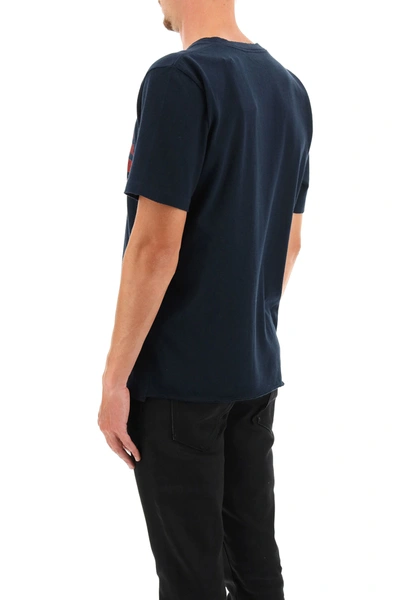 Shop Saint Laurent League' Print T-shirt In Blue,red,grey