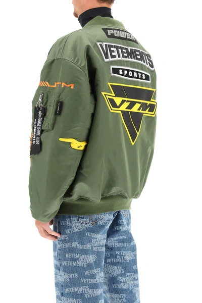 Shop Vetements Racing Logo Reversible Bomber Jacket In Khaki