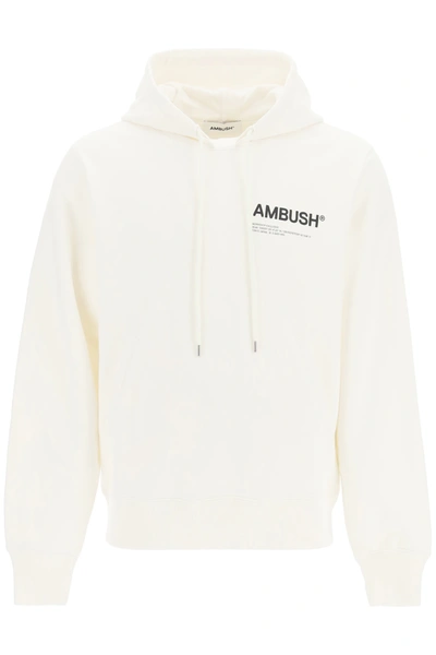 Shop Ambush Logo Sweatshirt With Hoodie In White