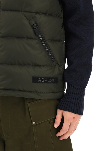 Shop Aspesi Slim Re Down Vest In Green