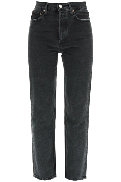 Shop Agolde 90's Pinch Waist High Rise Straight Jeans In Black