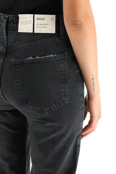 Shop Agolde 90's Pinch Waist High Rise Straight Jeans In Black