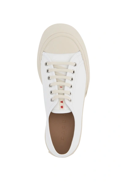 Shop Marni Pablo Leather Sneakers In White,beige
