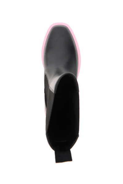 Givenchy Squared Flat Leather Chelsea Ankle Boots In Pink,black