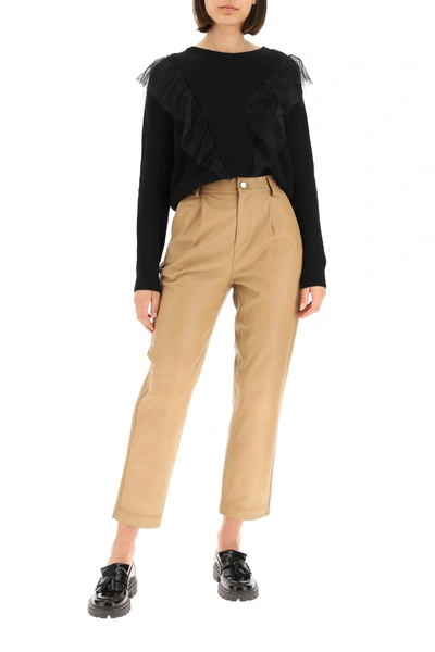 Shop Red Valentino Leather Trousers In Brown