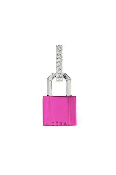 Shop Eéra Lock Single Earring In 18k Gold And Diamond In Fuchsia,silver