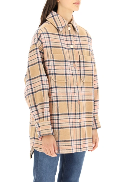 Shop See By Chloé Maxi Shirt With Check Print In Pink