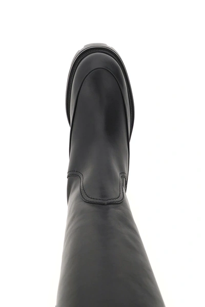 Shop Tod's Bicolor Leather Boots In Black,brown