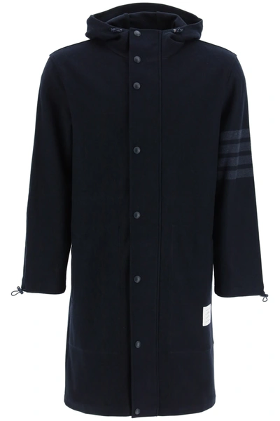 Shop Thom Browne 4-bar Long Parka In Technical Twill In Blue