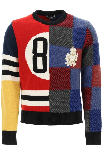 Shop Dolce & Gabbana 84 Sweater In Multicolor Wool In Blue,red,white