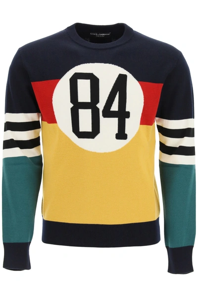 Shop Dolce & Gabbana Color Block Wool Sweater In Blue,yellow,red