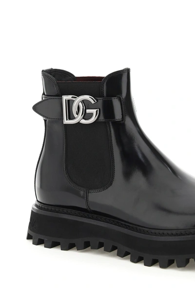 Shop Dolce & Gabbana Brushed Calfskin Beatles Boots In Black