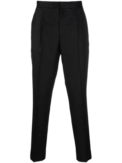 Shop Officine Generale High-waisted Tapered Trousers In Schwarz