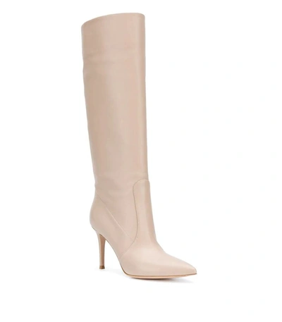 Shop Gianvito Rossi Calf Skin Leather Glove Boots Moose Beige In Neutral