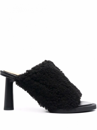 Shop Jacquemus Les Mules Carre Rond Shearling Sandals