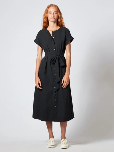 Shop Madewell Dolman-sleeve Button-front Midi Dress In Almost Black