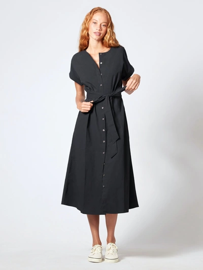 Shop Madewell Dolman-sleeve Button-front Midi Dress In Almost Black
