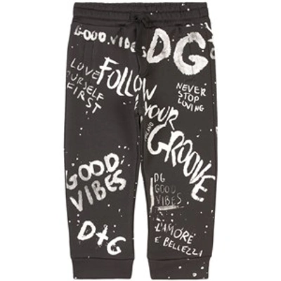 Shop Dolce & Gabbana Black Graffiti Sweatpants