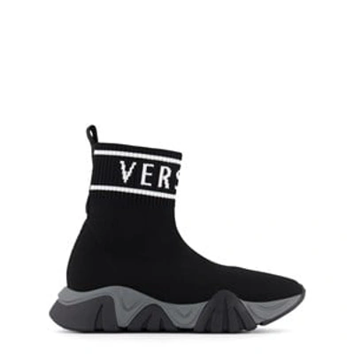 Shop Versace Black Squalo Sock Sneakers