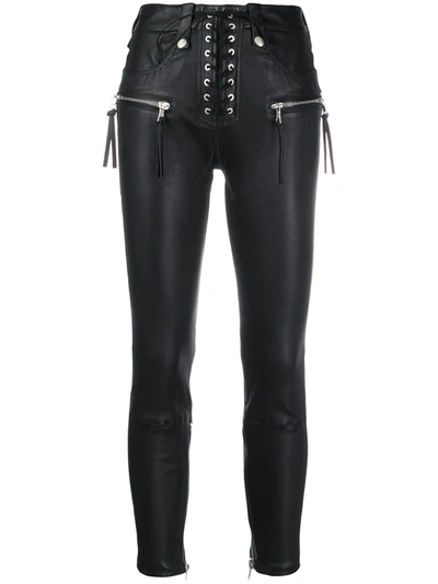 Shop Ben Taverniti Unravel Project Lace-up Skinny Trousers In Schwarz